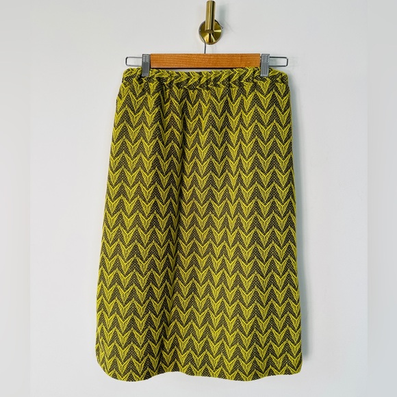 FIRMIANA Chartreuse and Gray Tweed Wool Midi Skirt Size Large NWOT - Picture 2 of 4
